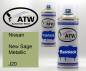 Preview: Nissan, New Sage Metallic, J20: 400ml Sprühdose + 400ml Klarlack - Set, von ATW Autoteile West.